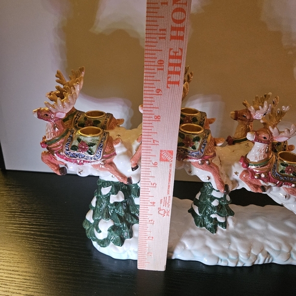 KIRKLAND Signature SANTA & SLEIGH with REINDEER CANDLE HOLDERS 2 PC Set Holidays - Picture 15 of 16